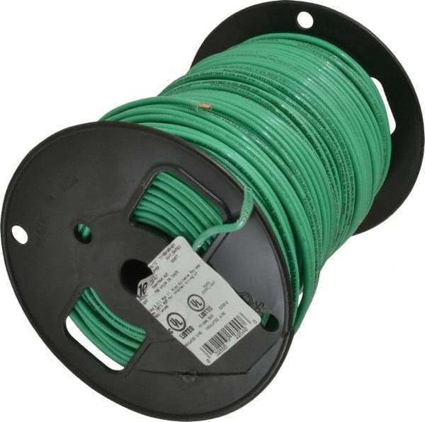 Southwire - THHN/THWN, 10 AWG, 30 Amp, 500' Long, Solid Core, 1 Strand Building Wire - Green, Thermoplastic Insulation - Apex Tool & Supply
