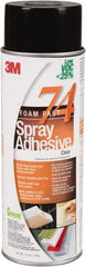 3M - 24 oz Aerosol Clear Spray Adhesive - High Tack, 200°F Heat Resistance, 50 Sq Ft Coverage, Medium Strength Bond, 30 min Max Bonding Time, Flammable, Series 74 - Apex Tool & Supply
