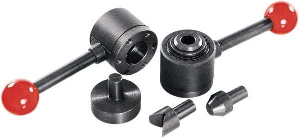 KIPP - 4,905 N Capacity, Through Hole Mt, One Hand, Ball Lever Actuation, Variable Stroke Straight Line Action Clamp - 15mm Max Clamping Stroke, 6mm Mt Hole Diam, 54.5mm Overall Height - Apex Tool & Supply