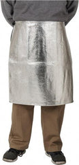 PRO-SAFE - 24 x 24" Aluminized Waist Apron - Aluminized Carbon Kevlar, 19 oz Material, Silver & Yellow - Apex Tool & Supply