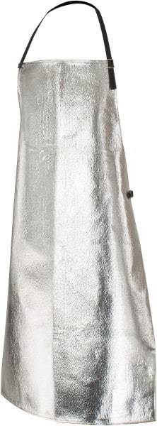 PRO-SAFE - 24 x 39" Aluminized Bib Apron - Aluminized Blended Kevlar, 19 oz Material, Silver & Yellow - Apex Tool & Supply