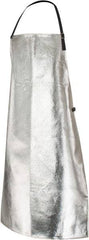 PRO-SAFE - 24 x 39" Aluminized Bib Apron - Aluminized Blended Kevlar, 19 oz Material, Silver & Yellow - Apex Tool & Supply