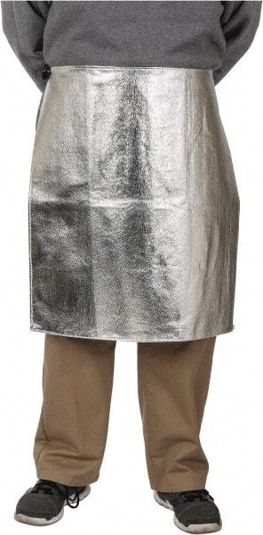 PRO-SAFE - 24 x 24" Aluminized Waist Apron - Aluminized Blended Kevlar, 19 oz Material, Silver & Yellow - Apex Tool & Supply