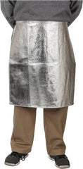 PRO-SAFE - 24 x 24" Aluminized Waist Apron - Aluminized Blended Kevlar, 19 oz Material, Silver & Yellow - Apex Tool & Supply