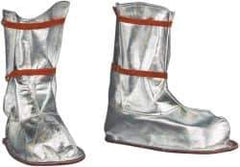 PRO-SAFE - Men's 9-12 Aluminized Overboots - 12" High, Plain Toe, Nonslip Sole, Aluminized Carbon Kevlar Upper, Silver - Apex Tool & Supply