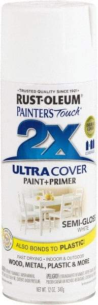 Rust-Oleum - White, Semi Gloss, Enamel Spray Paint - 8 Sq Ft per Can, 12 oz Container, Use on Multipurpose - Apex Tool & Supply