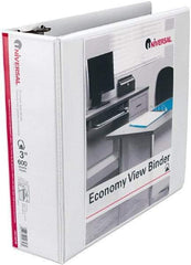 UNIVERSAL - 3" Sheet Capacity, 11 x 8-1/2", View Ring Binder - Vinyl, White - Apex Tool & Supply