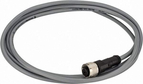 Telemecanique Sensors - 3 Amp, M12 4 Pin Female Straight Cordset Sensor and Receptacle - 250 VAC, 300 VDC, 2m Cable Length, IP67 Ingress Rating - Apex Tool & Supply