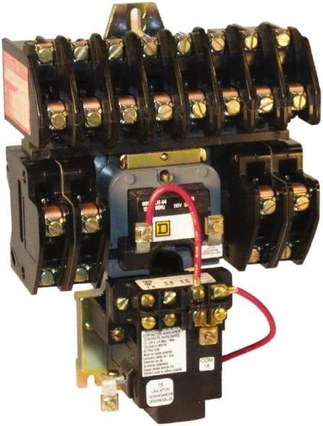 Square D - No Enclosure, 6 Pole, Mechanically Held Lighting Contactor - 20 A (Tungsten), 30 A (Fluorescent), 24 VAC at 60 Hz, 6NO Contact Configuration - Apex Tool & Supply