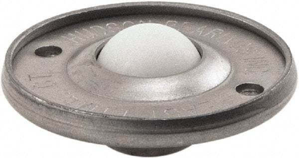 Hudson Bearing - 5/8 Inch Diameter, Round, Nylon Ball Transfer - 1.6875 Inch Overall Diameter, 3/8 Inch Mount Height, 20 Lb. Capacity - Apex Tool & Supply