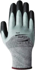 Ansell - Size S, ANSI Cut Lvl 2, Abrasion Lvl 4, Cut Resistant Gloves - Palm, Fingers & Knuckles Coated, Elastic Cuff, Black/Gray, Paired - Apex Tool & Supply