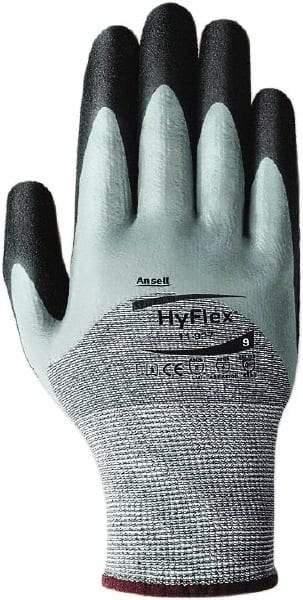 Ansell - Size XL, ANSI Cut Lvl 2, Abrasion Lvl 4, Cut Resistant Gloves - Palm, Fingers & Knuckles Coated, Elastic Cuff, Black/Gray, Paired - Apex Tool & Supply