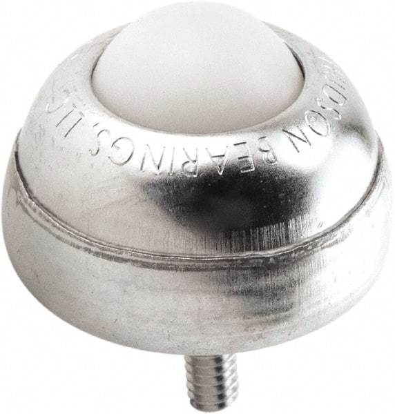 Hudson Bearing - 1 Inch Diameter, Round, Nylon Ball Transfer - 1-3/4 Inch Overall Diameter, 1-3/8 Inch Mount Height, 75 Lb. Capacity - Apex Tool & Supply