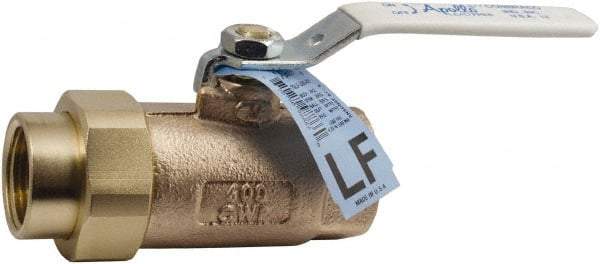 Conbraco - 3/4" Pipe, Standard Port, Bronze Single Union Ends Ball Valve - Bi-Directional, Female Union x FNPT Ends, Lever Handle, 600 WOG, 150 WSP - Apex Tool & Supply