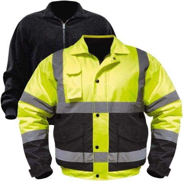 Utility Pro Wear - Size 3XL Cold Weather & High Visibility Jacket - Yellow, Black, Polyester & Teflon, Zipper, Snaps Closure, 54 to 56" Chest - Apex Tool & Supply