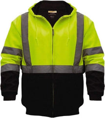 Utility Pro Wear - Size 5XL Cold Weather & High Visibility Sweatshirt - Yellow, Black, Polyester & Teflon, Zipper Closure, 62 to 64" Chest - Apex Tool & Supply