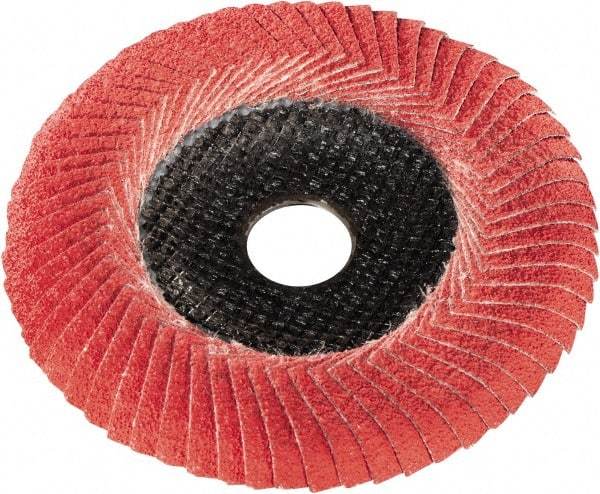 Metabo - P80 Grit, 5" Disc Diam, 7/8" Center Hole, Type 29 Ceramic Flap Disc - 12,200 Max RPM, Fiberglass Backing, Arbor Attaching System, Coated - Apex Tool & Supply