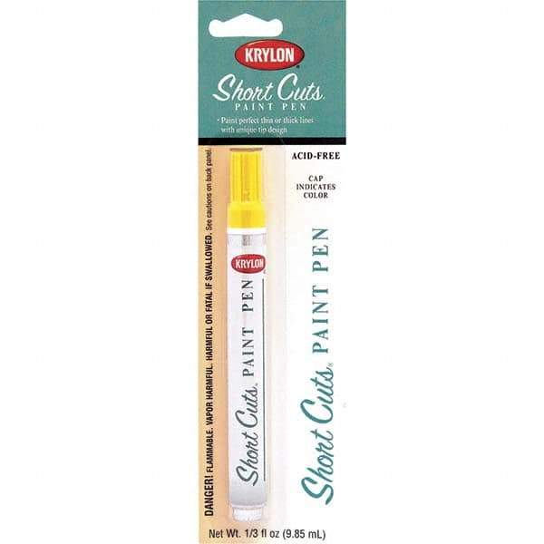 Krylon - 0.33 oz Sun Yellow Gloss Finish Paint Pen - Pen, Direct to Metal, 522 gL VOC Compliance - Apex Tool & Supply