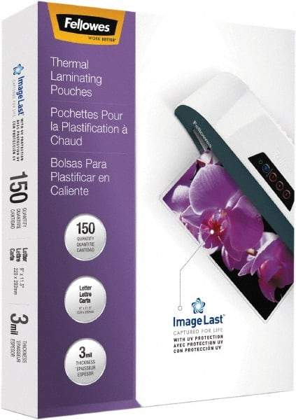 FELLOWES - 150 Piece, 3mm Thick, Legal Size Pouch - 9" Wide x 11-1/2" High - Apex Tool & Supply