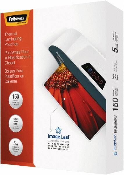 FELLOWES - 150 Piece, 5mm Thick, Legal Size Pouch - 9" Wide x 11-1/2" High - Apex Tool & Supply