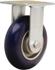 Hamilton - 6" Diam x 2" Wide x 7-1/2" OAH Top Plate Mount Rigid Caster - Polyurethane on Aluminum, 600 Lb Capacity, Precision Ball Bearing, 4 x 4-1/2" Plate - Apex Tool & Supply