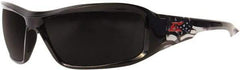 Edge Eyewear - Smoke Lenses, Framed Polarized Glasses - Scratch Resistant, Black Nylon Frame, Size Universal, Wrap Around - Apex Tool & Supply