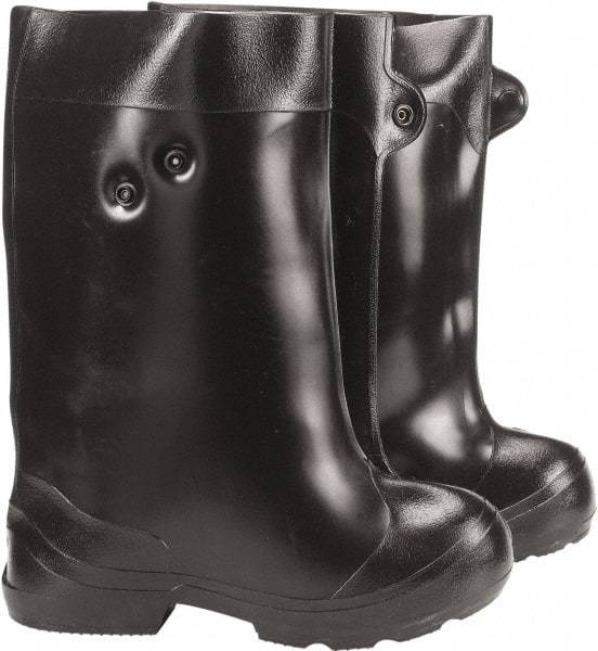 Winter Walking - Men's 12-13.5 Traction Overshoes - 15" High, Plain Toe, Nonslip Sole, PVC Upper, Black - Apex Tool & Supply
