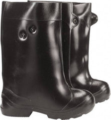 Winter Walking - Men's 7.5-9.5 (Women's 9.5-11.5) Traction Overshoes - 15" High, Plain Toe, Nonslip Sole, PVC Upper, Black - Apex Tool & Supply
