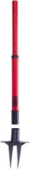Banner Stakes - 22 to 42" High, 2-3/8" Pole Diam, Stanchion - 9" Base Diam, Removable Spike Nylon Base, Red Plastic Post, For Outdoor Use - Apex Tool & Supply