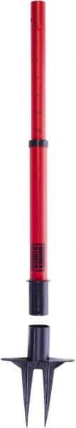 Banner Stakes - 22 to 42" High, 2-3/8" Pole Diam, Stanchion - 9" Base Diam, Removable Spike Nylon Base, Red Plastic Post, For Outdoor Use - Apex Tool & Supply