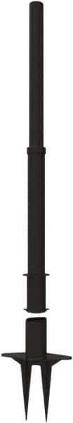 Banner Stakes - 22 to 42" High, 2-3/8" Pole Diam, Stanchion - 9" Base Diam, Removable Spike Nylon Base, Black Plastic Post, For Outdoor Use - Apex Tool & Supply