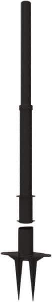 Banner Stakes - 22 to 42" High, 2-3/8" Pole Diam, Stanchion - 9" Base Diam, Removable Spike Nylon Base, Black Plastic Post, For Outdoor Use - Apex Tool & Supply