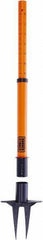 Banner Stakes - 22 to 42" High, 2-3/8" Pole Diam, Stanchion - 9" Base Diam, Removable Spike Nylon Base, Orange Plastic Post, For Outdoor Use - Apex Tool & Supply