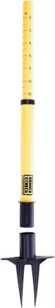 Banner Stakes - 22 to 42" High, 2-3/8" Pole Diam, Stanchion - 9" Base Diam, Removable Spike Nylon Base, Yellow Plastic Post, For Outdoor Use - Apex Tool & Supply