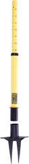 Banner Stakes - 22 to 42" High, 2-3/8" Pole Diam, Stanchion - 9" Base Diam, Removable Spike Nylon Base, Yellow Plastic Post, For Outdoor Use - Apex Tool & Supply