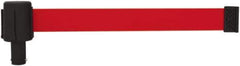 Banner Stakes - 6.61" High x 15' Long x 2-1/2" Wide Retractable Barrier Belt - Plastic & Polyester, Matte Finish, Red, Use with Banner Stakes Plus Stanchion, Banner Stakes Plus Base - Apex Tool & Supply