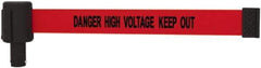 Banner Stakes - 6.61" High x 15' Long x 2-1/2" Wide Retractable Barrier Belt - Plastic & Polyester, Matte Finish, Red, Use with Banner Stakes Plus Stanchion, Banner Stakes Plus Base - Apex Tool & Supply