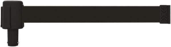 Banner Stakes - 6.61" High x 15' Long x 2-1/2" Wide Retractable Barrier Belt - Plastic & Polyester, Matte Finish, Black, Use with Banner Stakes Plus Stanchion, Banner Stakes Plus Base - Apex Tool & Supply