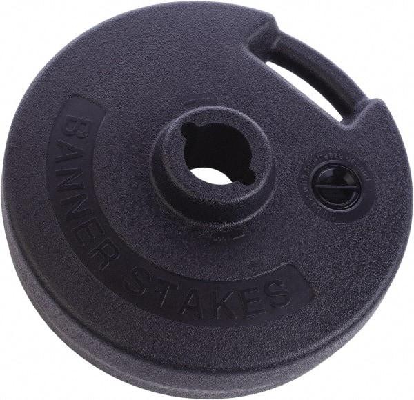 Banner Stakes - 4.92" High x 15" Long x 15" Wide Barrier - Metal, Matte Finish, Black, Use with Banner Stakes Plus Stanchion, Banner Stakes Plus Banner Head - Apex Tool & Supply