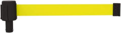 Banner Stakes - 6.61" High x 15' Long x 2-1/2" Wide Retractable Barrier Belt - Plastic & Polyester, Matte Finish, Yellow, Use with Banner Stakes Plus Stanchion, Banner Stakes Plus Base - Apex Tool & Supply