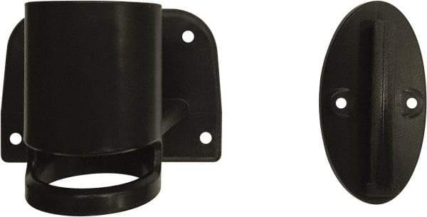 Banner Stakes - 3.49" High x 2" Long x 1" Wide Wall Mount Barrier - Plastic, Matte Finish, Black, Use with Banner Stakes Plus Banner Head - Apex Tool & Supply