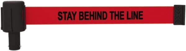 Banner Stakes - 6.61" High x 15' Long x 2-1/2" Wide Retractable Barrier Belt - Plastic & Polyester, Matte Finish, Red, Use with Banner Stakes Plus Stanchion, Banner Stakes Plus Base - Apex Tool & Supply