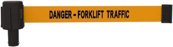 Banner Stakes - 6.61" High x 15' Long x 2-1/2" Wide Retractable Barrier Belt - Plastic & Polyester, Matte Finish, Orange, Use with Banner Stakes Plus Stanchion, Banner Stakes Plus Base - Apex Tool & Supply