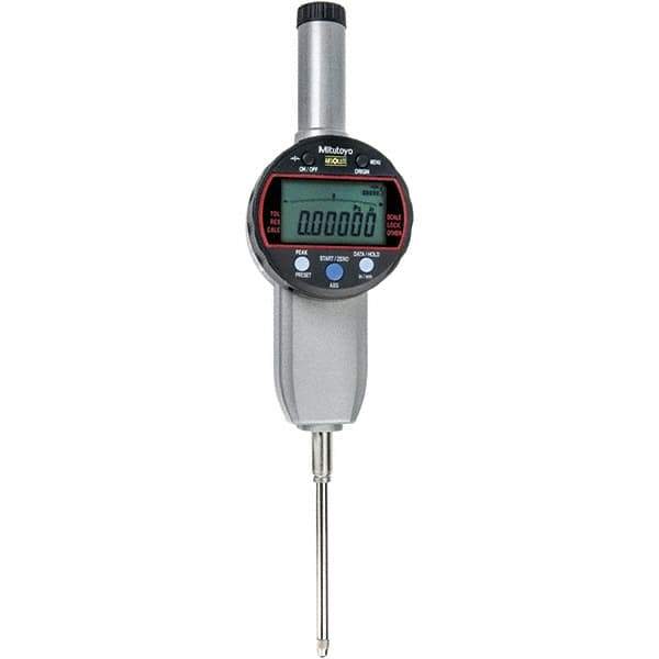 Mitutoyo - 0 to 2" Range, 0.001mm Graduation, Electronic Drop Indicator - Flat Back, Accurate to 0.00025", Inch & Metric System, LCD Display - Apex Tool & Supply