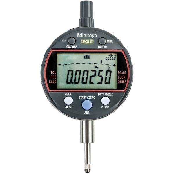 Mitutoyo - 0 to 1/2" Range, 0.001mm Graduation, Electronic Drop Indicator - Flat Back, Accurate to 0.0001", Inch & Metric System, LCD Display - Apex Tool & Supply