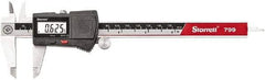 Starrett - 0 to 150mm Range, 0.01mm Resolution, Electronic Caliper - Stainless Steel with 1-1/2" Stainless Steel Jaws, 0.02mm Accuracy - Apex Tool & Supply