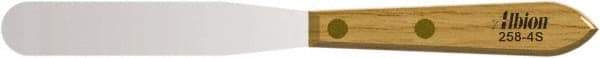 Albion Engineering - 3/4" Wide Spring Blade Stainless Steel Spatula - Flexible, Straight Hardwood Handle, 4" OAL - Apex Tool & Supply