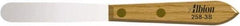 Albion Engineering - 5/8" Wide Spring Blade Stainless Steel Spatula - Flexible, Straight Hardwood Handle, 4" OAL - Apex Tool & Supply