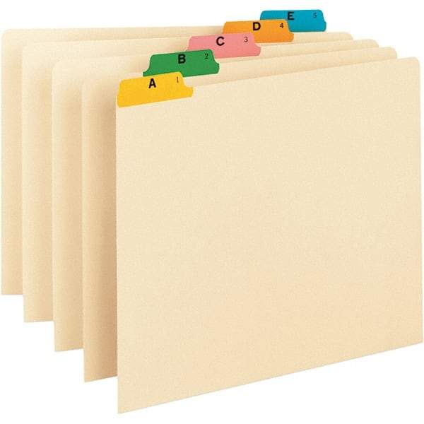 SMEAD - 8-1/2 x 11" 25 Tabs, Unpunched, Preprinted Numeric Divider - Blue, Yellow, Green Tabs, Manila Folder - Apex Tool & Supply