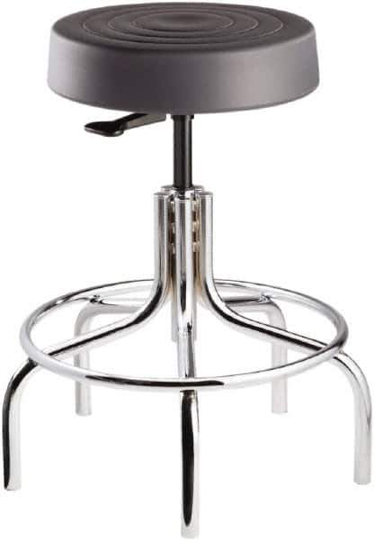 Bevco - 14 Inch Wide x 14-1/2 Inch Deep x 25 Inch High, Tubular Chrome Base, Adjustable Height Swivel Stool - Polyurethane Seat, Graphite - Apex Tool & Supply